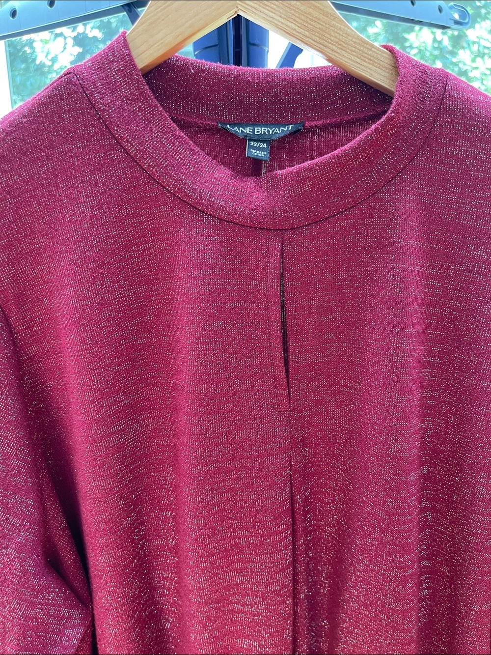Lane Bryant Red Long Sleeve Tunic with Mandarin Collar - Picture 13 of 15